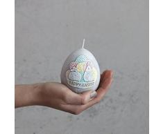 großes Osterei hellgrau Osterkerze 100 x 70 mm Kerze Ei Ostern