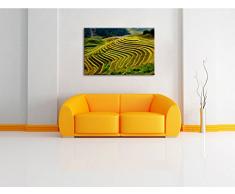 kulturelle Reisplantagen in China Format: 80x60 auf Leinwand, XXL riesige Bilder fertig gerahmt mit Keilrahmen, Kunstdruck auf Wandbild mit Rahmen, günstiger als Gemälde oder Ölbild, kein Poster oder Plakat
