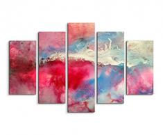 Bilderskulptur 5 teilig Breite 150cm x Höhe 100cm Handgemaltes buntes Aquarell auf Leinwand exklusives Wandbild moderne Fotografie für ihre Wand in vielen Größen