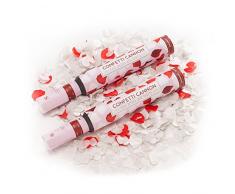 PartyMarty Konfetti-Shooter Rote Rosenblätter & Weiße Herzen 50 cm - Party Popper Konfettikanone Konfettishooter Streamer - für Hochzeit, Party, Valentinstag & Co GmbH® (2er-Pack)