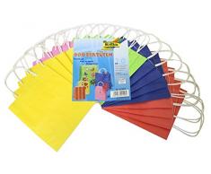 folia 21209 - Papiertüten aus Kraftpapier, Geschenktüten, 20 Stück, ca. 12 x 5,5 x 15 cm, farbig sortiert - zum Basteln, Verzieren und Verschenken