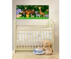 wandmotiv24 Leinwandbild Panorama Nr. 66 Animals 100x40cm, Bild auf Leinwand, Kunstdruck Kinder Tiere Dschungel