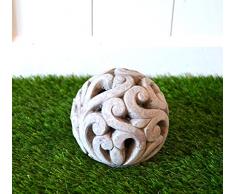 DEKO Kugel Keramik Dekokugel ca. 10cm grau-braun Gartendeko Beetdeko Pflanzdeko Windlicht Shabby rustikal Vintage Ornament Garten Tischdeko Frühling Sommer