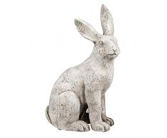 Formano Deko-Hase aus Zementstein, Sitzend, Höhe: 50 cm, Länge: 30 cm, Antik-Grau, 1 Stück, Sortiert
