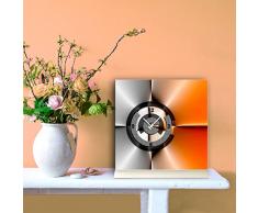 Tischuhr 30cmx30cm inkl. Alu-Ständer -modernes Design silbergrau orange geräuschloses Quarzuhrwerk -Wanduhr-Standuhr TU5035 DIXTIME