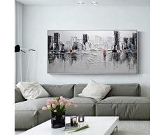 tzxdbh New York City grau Farbe Design ölgemälde 100% handgemalte Dekoration hohe qualität Landschaft Messer malerei Bild-in