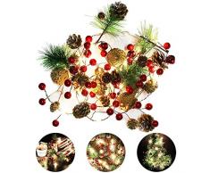 YCX LED Lichterketten Rote Beere Weihnachtsgirlande Lichter Tannengirlande Girlande, Für Weihnachten,Gold