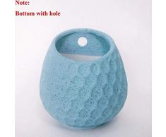 Pflanzen Hängender Blumentopf An Der Wand Montierter Saftiger Hängender Pflanzer Keramikblumen-Pflanzentopf Kreative Weiße Keramik-Wandvase Für Den Saftigen Topf Für Heim- Und Büro-Desktops,Blue