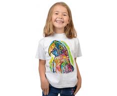 Papageien-Motiv Kindershirt - Kunstdruck Papagei - buntes Papageishirt für Kinder : Macaw - Tiermotiv Papageien Kinder T-Shirt Gr: S = 122-128