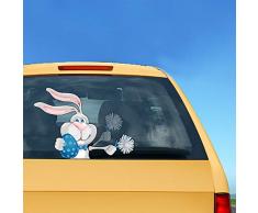 Osterhase Wischer Aufkleber Tag Joy Wipers hinten wehende Windschutzscheibe Kaninchen Fenster Auto Moving Aufkleber Wischer Dekoration für Styling selbstklebende Aufkleber (Kaninchen hält Blumen)