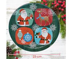 THE TWIDDLERS Festliches Einweggeschirr Set für Weihnachten – Einweg Plastik Grün Weihnachtsgeschirr Set mit Geschirr, Becher, Servietten und tischdecke – für Weihnachtspartys, Kinderpartys
