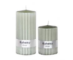 Kerzen-Set Rillenkerzen Stumpen-Kerzen Oliv-grün & weiß Tisch-Deko Hochzeits-Dekoration Gedeckter Tisch Oster-Deko Konfirmation Kommunion Taufe Weihnachten Geburtstags-Deko Wohnungsdekoration