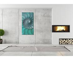 HD Glasbild EG4100502395 MUSCHEL STRAND TÜRKIS 50x100cm FENG SHUI/STILLLEBEN Motiv hinter 4mm Sicherheitsglas! INKL. AUFHÄNGESYSTEM (Haftbleche & Abstandhalter) / HANDMADE / WOHNZIMMER BÜRO / LIFESTYLE FERTIGBILD!