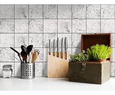 Vinyl Fliesen - CREATISTO Klebefliesen Fliesenaufkleber | Deko-Sticker Fliesen überkleben in Bad Deko u. Küche - ohne Fliesenfarbe oder Fliesenlack | 20x20 cm - Muster Marmor Weiß - 20 Stück