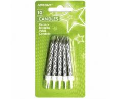 NEU Kerzen-Set silber mit Halter, 10 Stk.