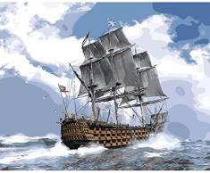 JFZJFZ DIY Gemälde nach Zahlen Leinwand Ölgemälde Maritime Geschenk für Erwachsene Kinder Home House Decor Kit 40 * 50cm （Ohne Rahmen）