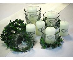 6x Set: Kerze Votivglas Kerzenring Silber Fisch Kommunion Konfirmation Tischdeko