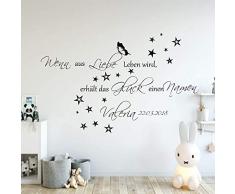 Wandschnörkel® Wandtattoo mit Namen Spruch Wandaufkleber AA136 Wenn aus Liebe Leben wird.Wand Spruch Kinderzimmer Baby Mädchen Jungen Namen Türaufkleber, personalisiert