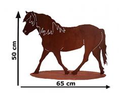 Dekofigur Pferd auf Standplatte im Rost Design, Rostfigur für den Garten, Gartendeko, Metalldeko, Terrassendeko
