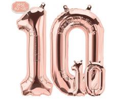 FUNXGO Folienballon Zahl in Rose Gold 2 Stück - 40/100cm +16/40cm - Folienballons für Helium und Luft als Geburtstag, Hochzeit , Jubiläum oder Abschluss Geschenk , Party Dekoration (Rosegold[10])