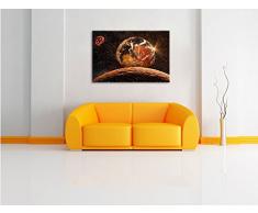 Rote Planeten in der Galaxie Kunst Buntstift Effekt, Format: 100x70 auf Leinwand, XXL riesige Bilder fertig gerahmt mit Keilrahmen, Kunstdruck auf Wandbild mit Rahmen, günstiger als Gemälde oder Ölbild, kein Poster oder Plakat