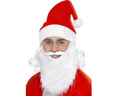 Smiffys Herren Weihnachtsmann Sofort Kit, Bart, Brille und Mütze mit Haar, One Size, Weiß-Rot, 23505