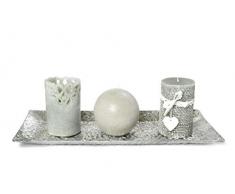 Sendez Dekoteller 37x15cm Dekotablett Schale Tablett Viereckig Silber Gold Metall Alu Deko Hammerschlag Optik (Silber)