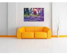 Lavendel im Wald, Bild auf Leinwand, XXL riesige Bilder fertig gerahmt mit Keilrahmen, Kunstdruck auf Wandbild mit Rahmen, günstiger als Gemälde oder Ölbild, kein Poster oder Plakat, Format:100x70 cm