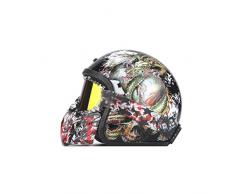 JIA JU Persönlichkeit Helm Vintage Helm handgefertigte Retro Harley Helm Harley Helm Motorrad Elektroauto 3/4 halbe Helm Drachenfigur Männer und Frauen (größe : M)