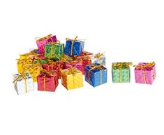 24 Deko Geschenkpäckchen 24x24x22mm bunt mit Schleife Weihnachten Dekoration Christbaum Tannenbaum Schmuck