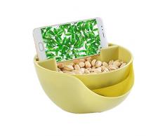 Stabile, doppelschichtige Schale von Kalaokei, für Obst, als Snackschale, mit Handyhalter, für den Snack vor dem Fernseher Einheitsgröße grün