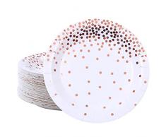 REYOK Rose Gold Einweg Pappteller 50 stücke, 7 Zoll Dessertteller Party Geschirr Geschirr Teller für Braut Babyparty Hochzeit Weihnachten Geburtstag Rose Gold Party Supplies