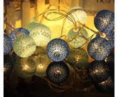 OMUUTR Lichterkette LED 20er Baumwollkugeln Kugel Rattan Ball Batteriebetrieben Deko Licht Festlich Party Hochzeiten Geburtstag 2,3m Outdoor Weihnachtslichterketten Halloween Innenraum
