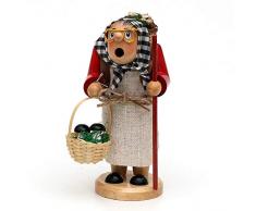Wichtelstube-Kollektion Holz Räucherfrau Räuchermann Räuchermännchen Räucherfigur Waldfraa mit Juteschürze, braun 8 x 9 x 16 cm