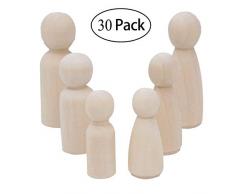Mengger Figurenkegel Holz Familie Figuren Holzfiguren Spielfiguren Zum Bemalen Basteln Puppen Spielfiguren Mann Frau Junge Mädchen Kinder 30 Stück
