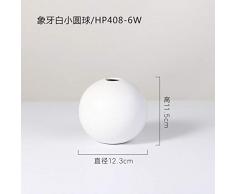 Fslt Nordische Moderne minimalistische Morandi runde Keramikvase ins Wind kreative weiche Hauptdekorationverzierungen-HP408-6W Elfenbein weiße Kugel