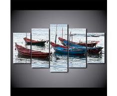 GTRB 5 Leinwandbilder Wandkunst HD Gedruckt Bilder Living 5 Panel Maritime Fischerboot Malerei Auf Leinwand Poster Bild auf Leinwand