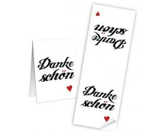 10 braune Papiertüten Papier-Tragetaschen Henkel-Tüten mit Boden (18 x 8 x 22 cm) kleine Papiertaschen mit Aufkleber Banderole DANKE-SCHÖN mit rotem Herz