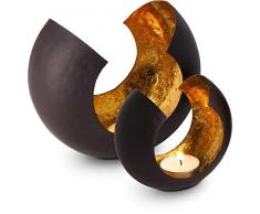 ROMINOX Geschenkartikel Teelichthalter//Sakrale mit Goldfolienauskleidung, Weihnachten, Grillparty, Valentinstag, Muttertag; Maße: ca. 12 x 6.5 x 11cm oder 18 x 11 x 15 cm (Kombi-Set - beide Größen)