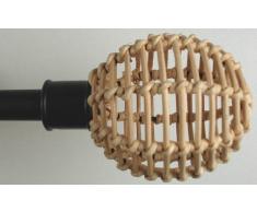 2 x Endstück Rattankugel, für Gardinenstangen 16 mm Durchmesser, schwarz / natur