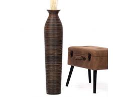 Leewadee Große Bodenvase für Dekozweige hohe Standvase Design Holzvase 90 cm, Mangoholz, braun