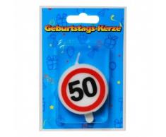 Zahlenkerze 50 Verkehrsschild, ca. 5 cm