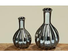 Vasen Set Maseru aus Steingut silber Dekoration Dekovase Geschenk Blumenvase