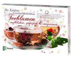 Feelino Teeblumen Geschenk-Kollektion, Adventskalender, Kalender mit 24 verschiedenen Teerosen, einzeln verpackt, weißer Tee, grüner Tee, schwarzer Tee
