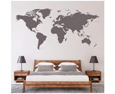 azutura Weltkarte Wandtattoo Pädagogisch Wand Sticker Büro Schlafzimmer Schule Wohnkultur verfügbar in 5 Größen und 25 Farben Mittel Basalt Grau