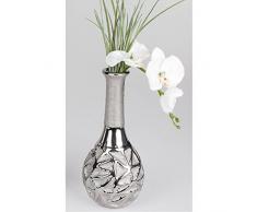Deko Flaschenvase STONE rund H. 30cm D. 13,5cm silber Keramik Formano