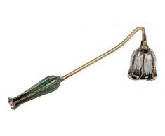 Vintage Blume Blüten Blattgrün Weiß Schwarz mit Glitzersteinen Metall Kerzenlöscher