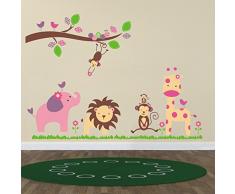 Huge Elephant WS9039 Zooyoo - Kinderzimmer Wandaufkleber Sticker Cartoon Elefant Löwe Zootiere Kunst, PVC, Mixed Colour, 60wx90l