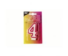 Zahlenkerze 4, weiss