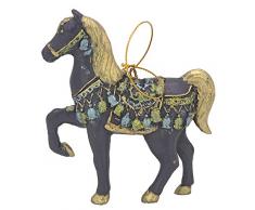 Bezauberndes Pferd, Deko Hänger blau/gold, Verzierungen, Christbaumschmuck 11 cm